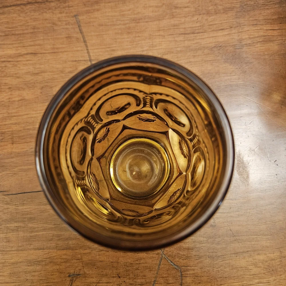 Vintage L.E. Smith Glass Co. Moon and Star Amber Set of 5‎ Tumblers